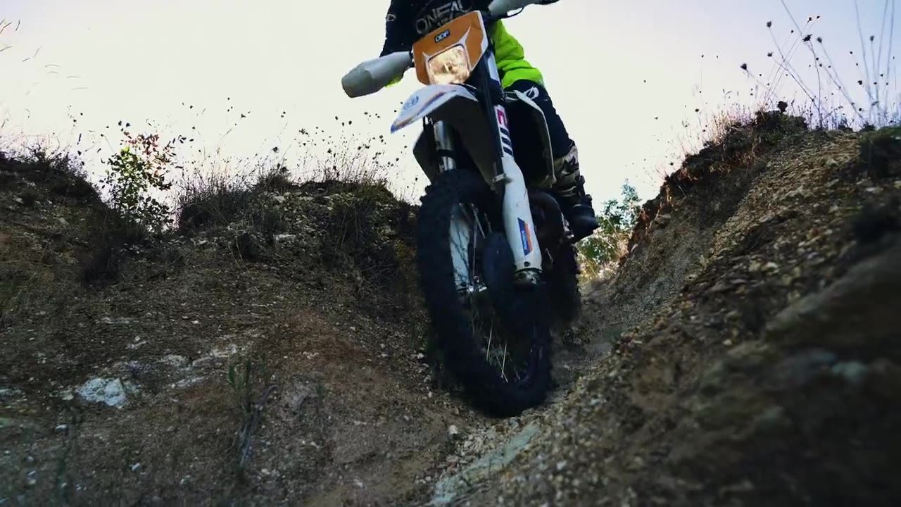 Hard enduro rider in the Krousia mountains, Northern Greece